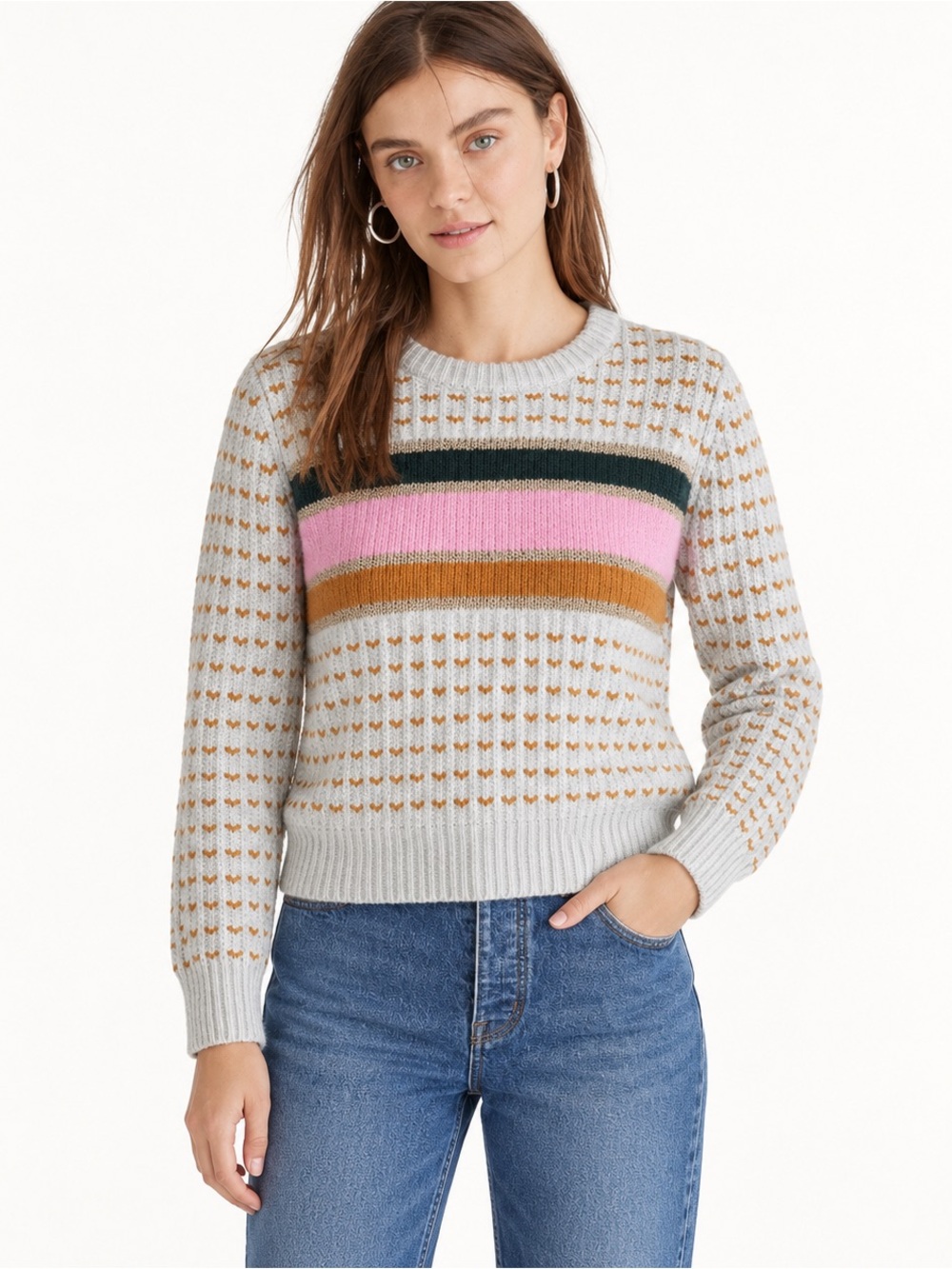 Madewell Merino Wool Alpaca Striped Fair Isle Sweater M NWOT